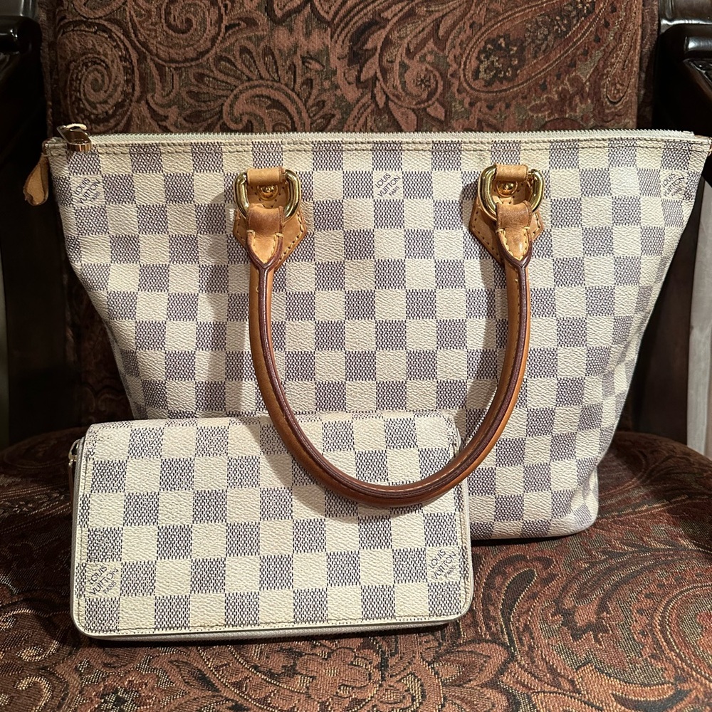 Authentic Louis Vuitton Saleya PM Damier Azur PLUS Zippy Long Wallet